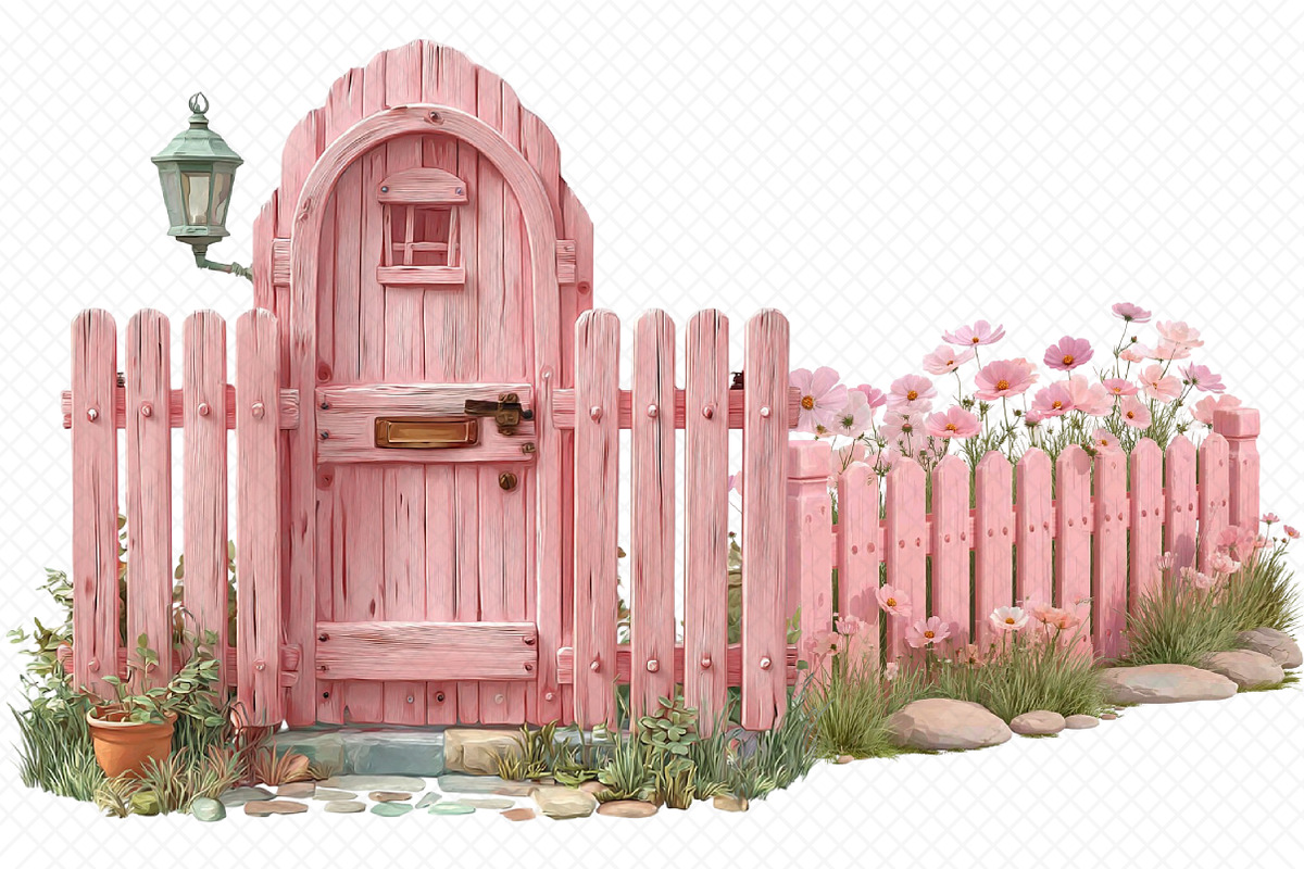 Pink Wooden Fence Clipart, an Illustration by cherrydesign (Photo 2 of 3)
