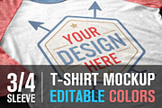 3/4 Sleeve T-Shirt Mockup, a Shirt Mockup by graphiklee (Thumbnail 1 of 3)