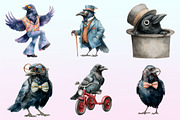 Watercolor Crow Clipart, Funny Raven, a Graphic by CitraGraphics (Thumbnail 2 of 4)