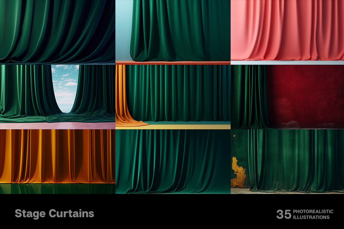Stage Curtains. Collection, a Decorative Illustration by Handmadefont (Photo 8 of 10)