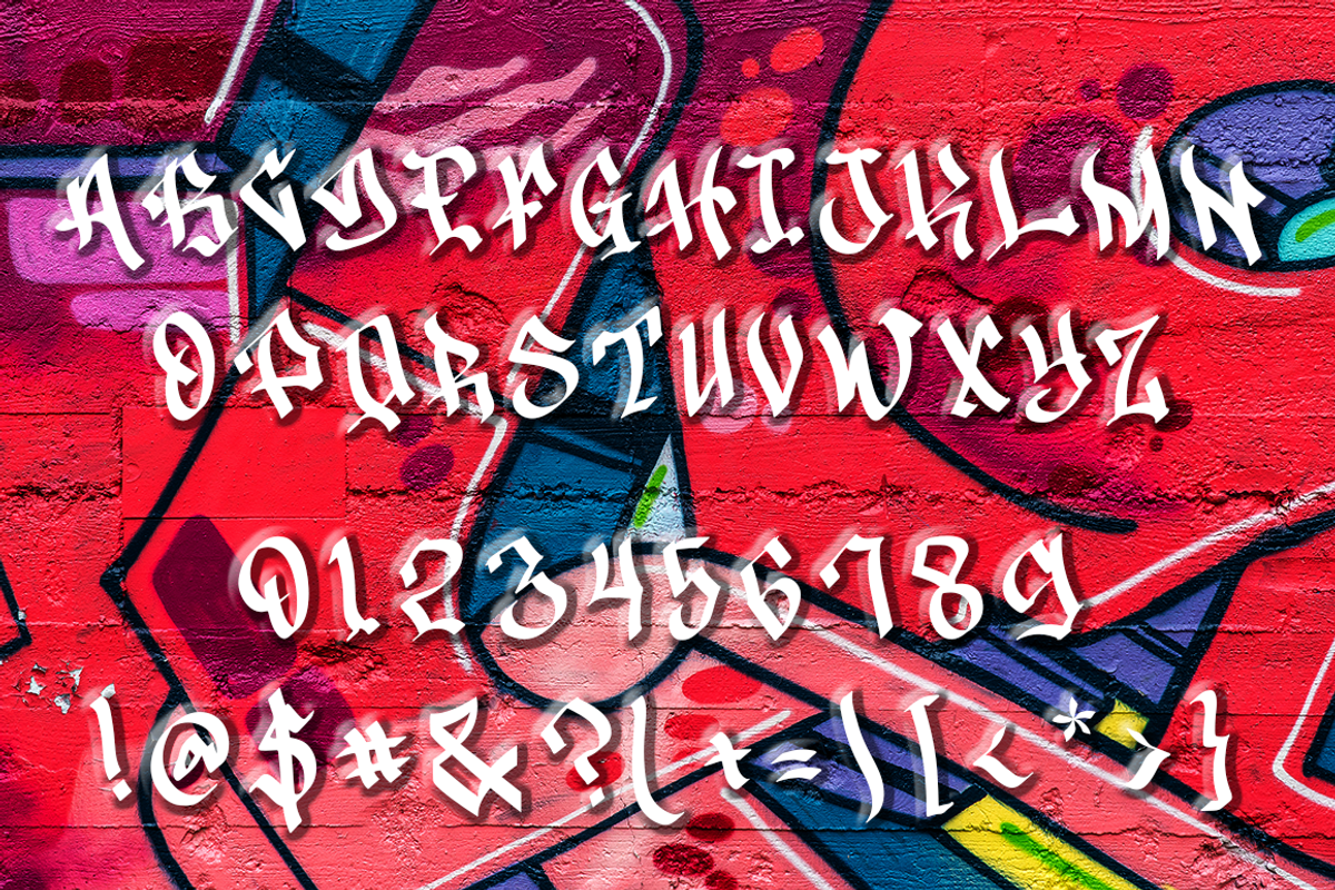 Drone Spray a Funky Graffiti Style, a Blackletter Font by Haksen (Photo 7 of 8)