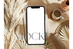 Boho Desktop Phone Mockup, a Product Mockup by MockupWizard