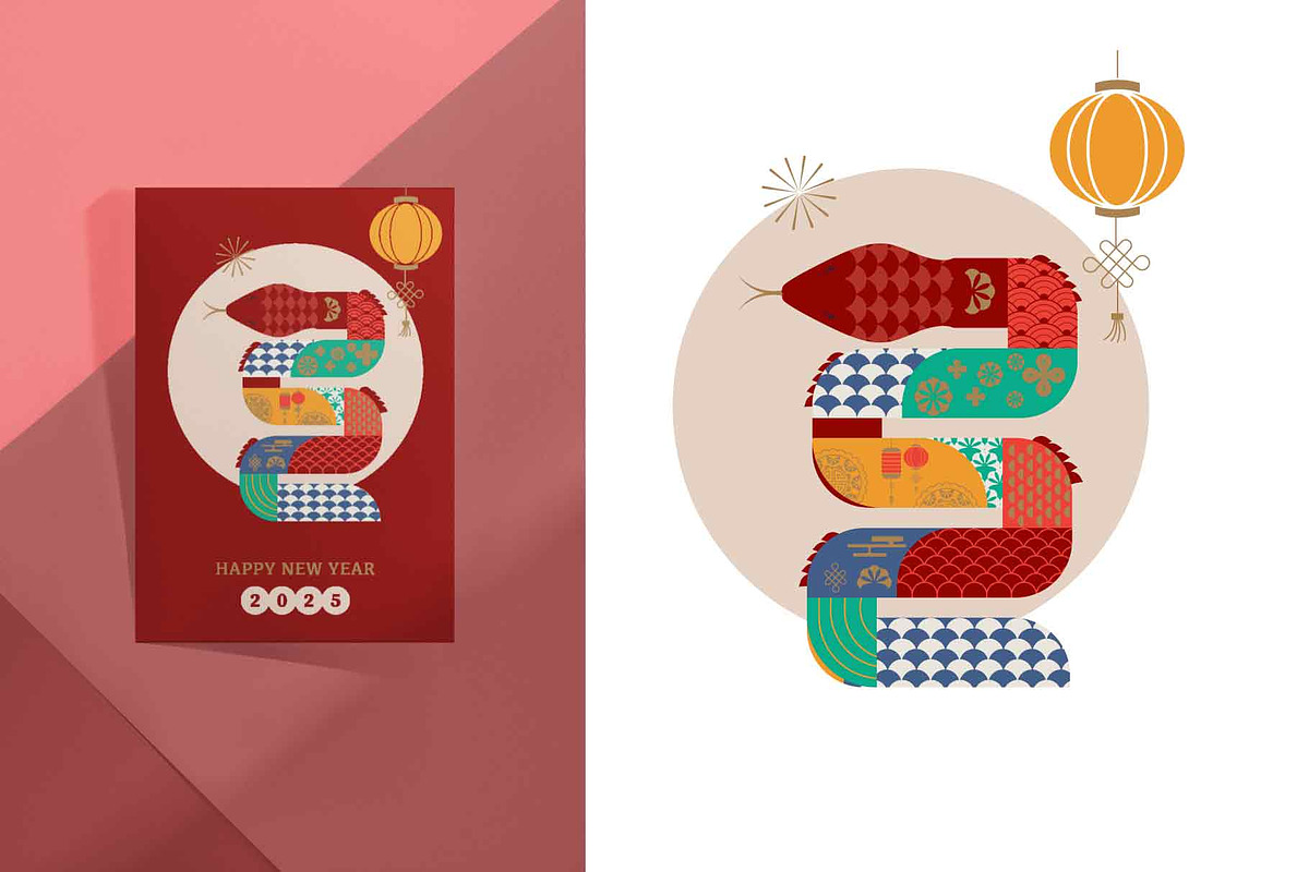 Geometric snake Chinese new year, an Object Graphic by Piixypeach (Photo 5 of 7)