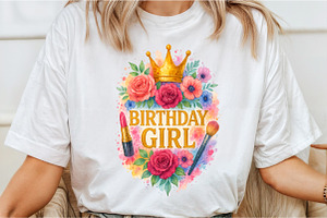 Birthday Girl, Floral Birthday Png, an Illustration by Libby Wishes