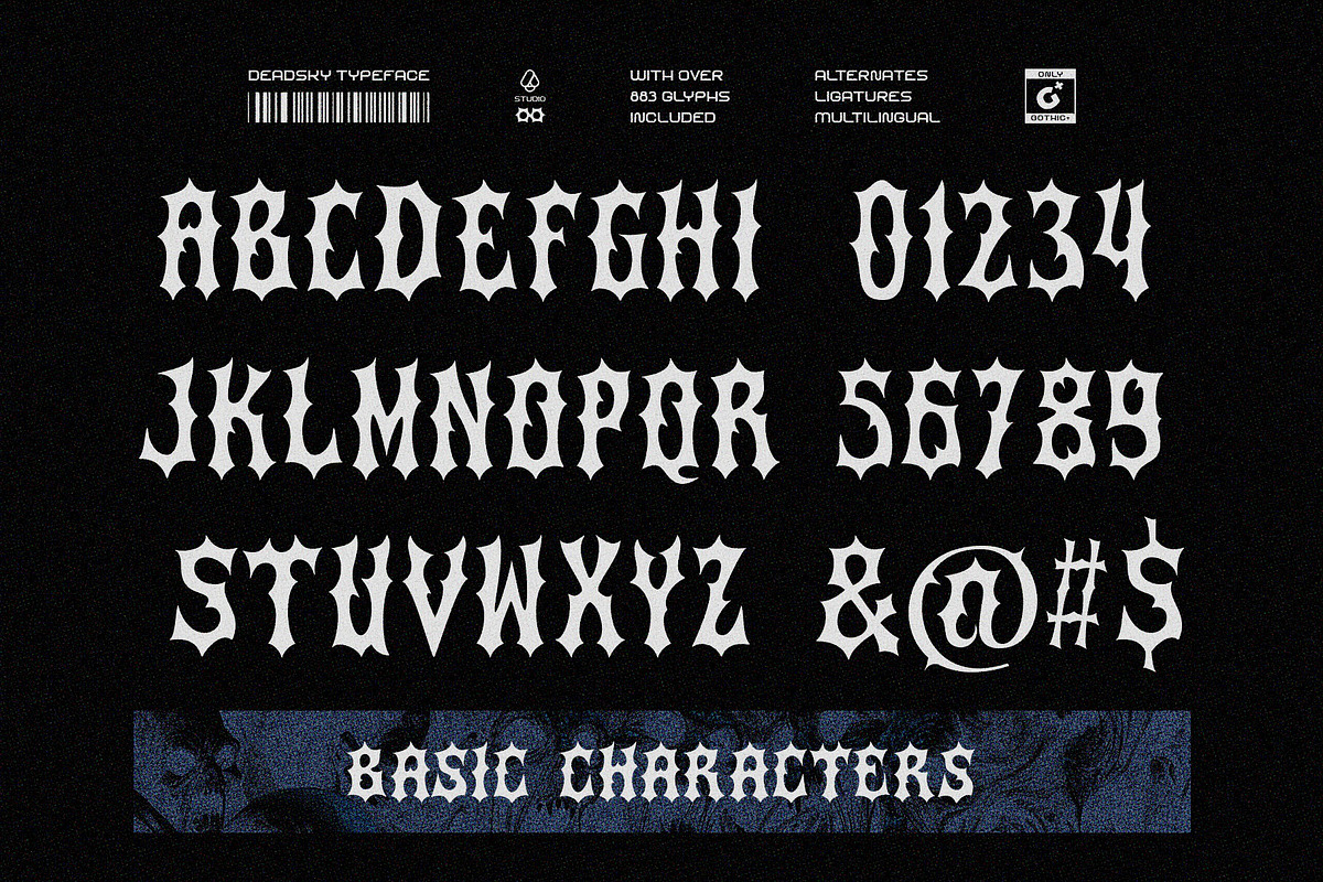 Dead Sky Darkletter Typeface, a Blackletter Font by alit design (Photo 3 of 17)