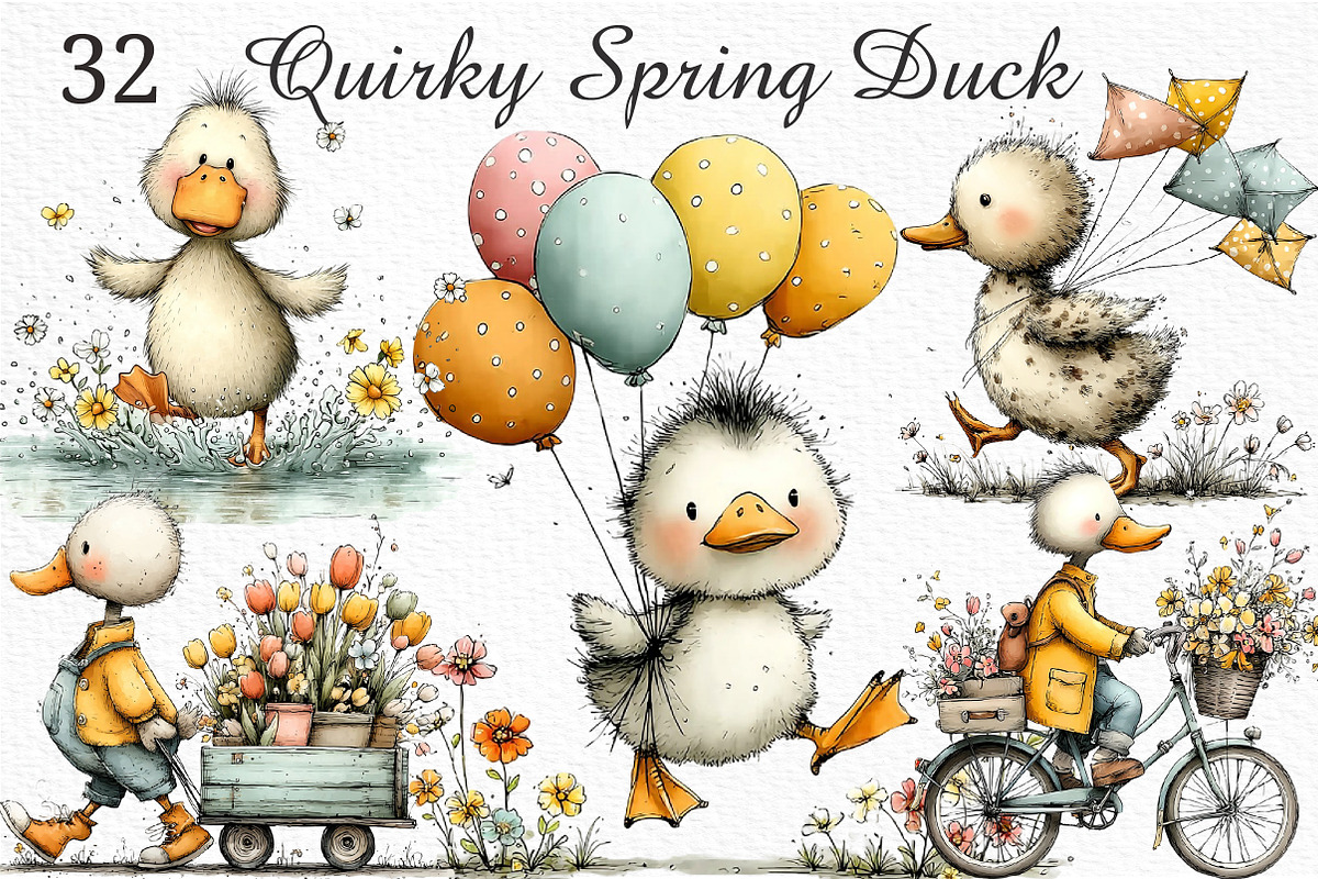Quirky Spring Duck Clipart Png, an Illustration by Craft Nest (Photo 1 of 11)