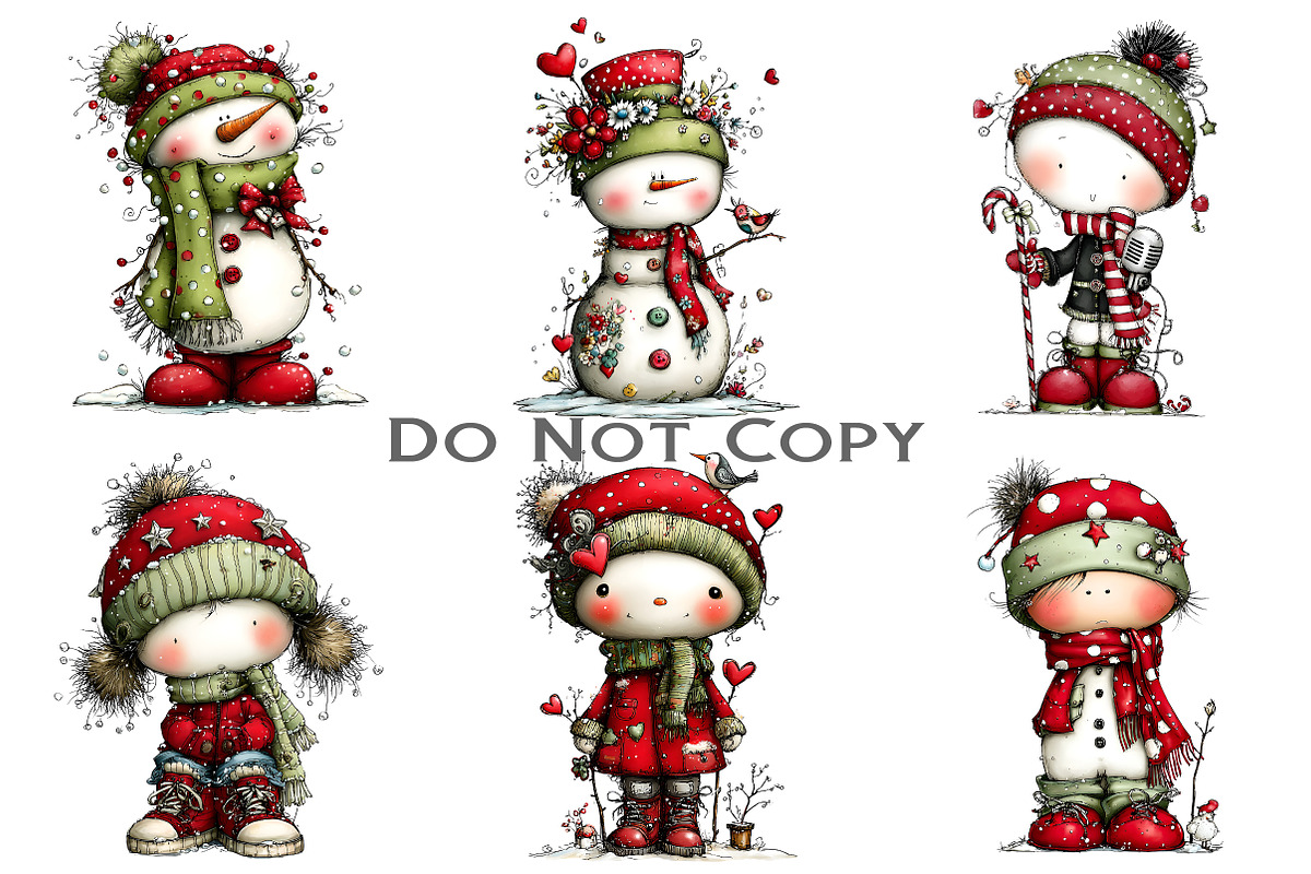 Funny Christmas Snowman Clipart, an Illustration by Craft Nest (Photo 6 of 7)