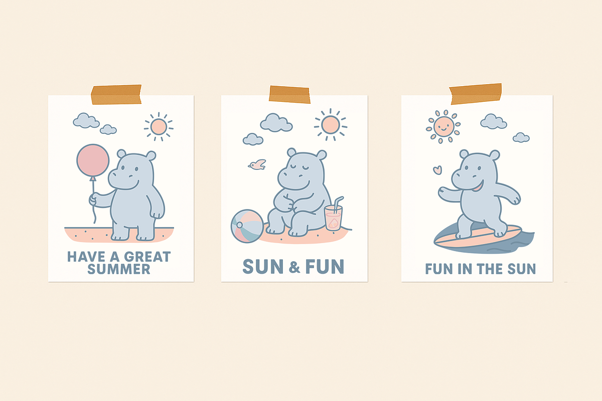 Hippo Beach Days — Clipart Bundle, an Animal Illustration by Mariia Kovalchuk (Photo 11 of 13)