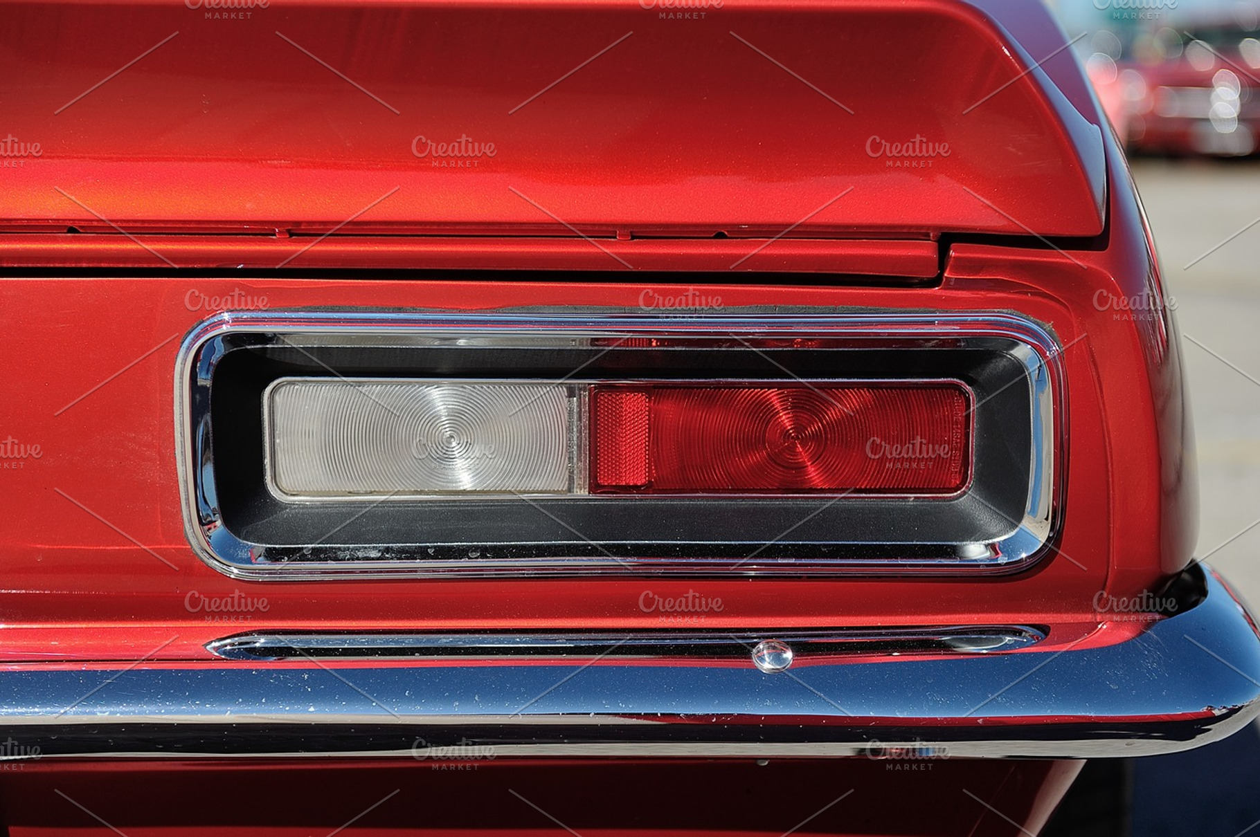American muscle car detail stock photo containing chrome and rod, a Transportation Photo by Xtreme|Photo 