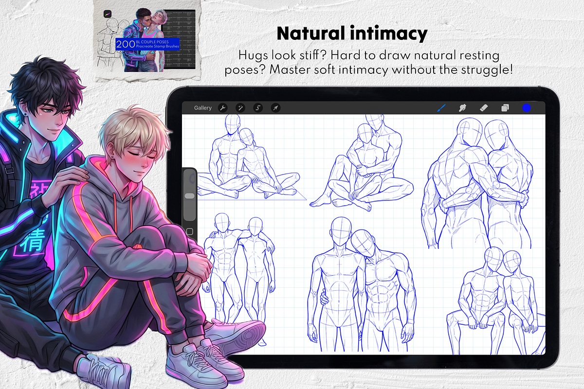 1800+ Male Character Procreate Stamp, a Brush Add-On by Selentaori Studio (Photo 7 of 16)