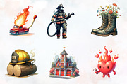Firefighter Watercolor Cliparts, an Illustration by RobertsArt (Thumbnail 2 of 7)