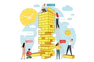 Vector flat illustration big tower