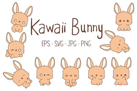 Kawaii Baby Bunny Set Illustrations
