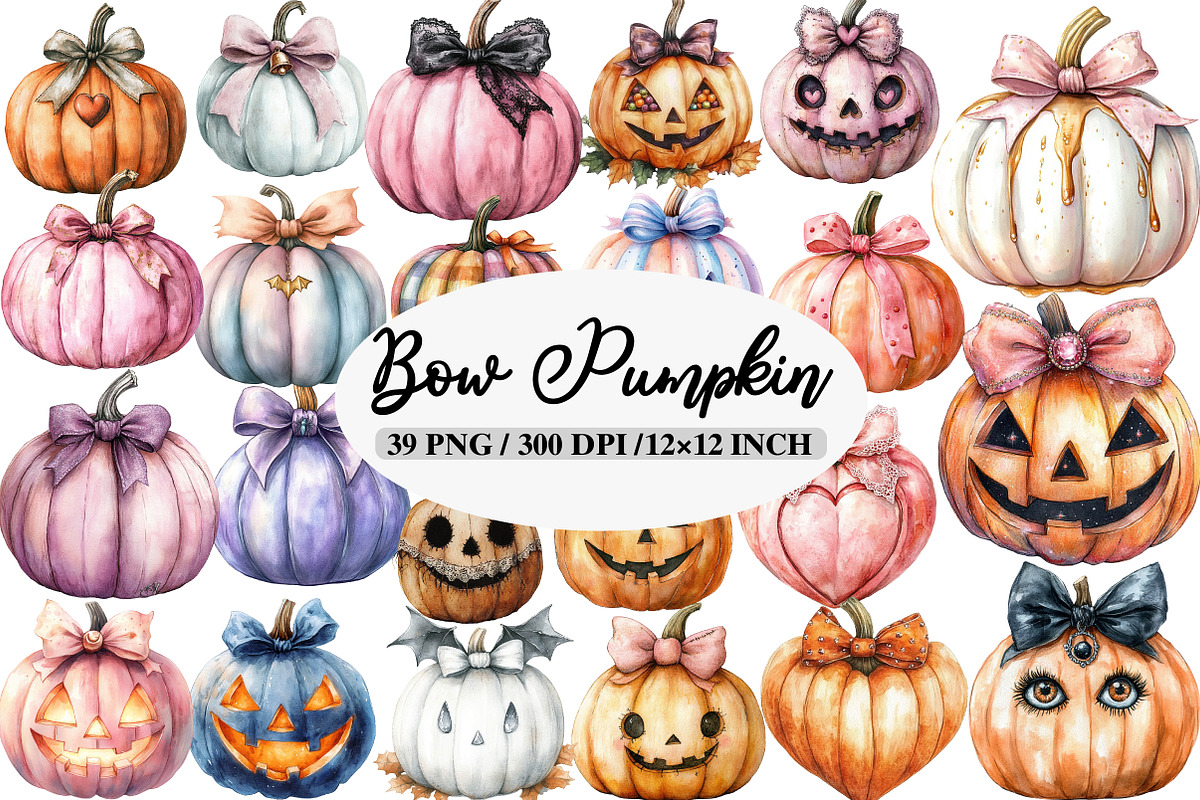 Halloween Coquette Bow Pumpkin Clipa, an Illustration by Daily.Designs (Photo 1 of 5)