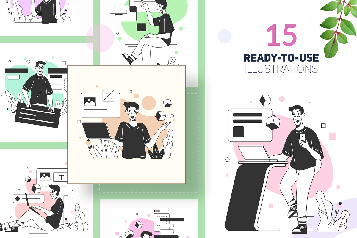 Tech Guy Illustration Kit, an Illustration by Pixelz Studio (Photo 2 of 6)