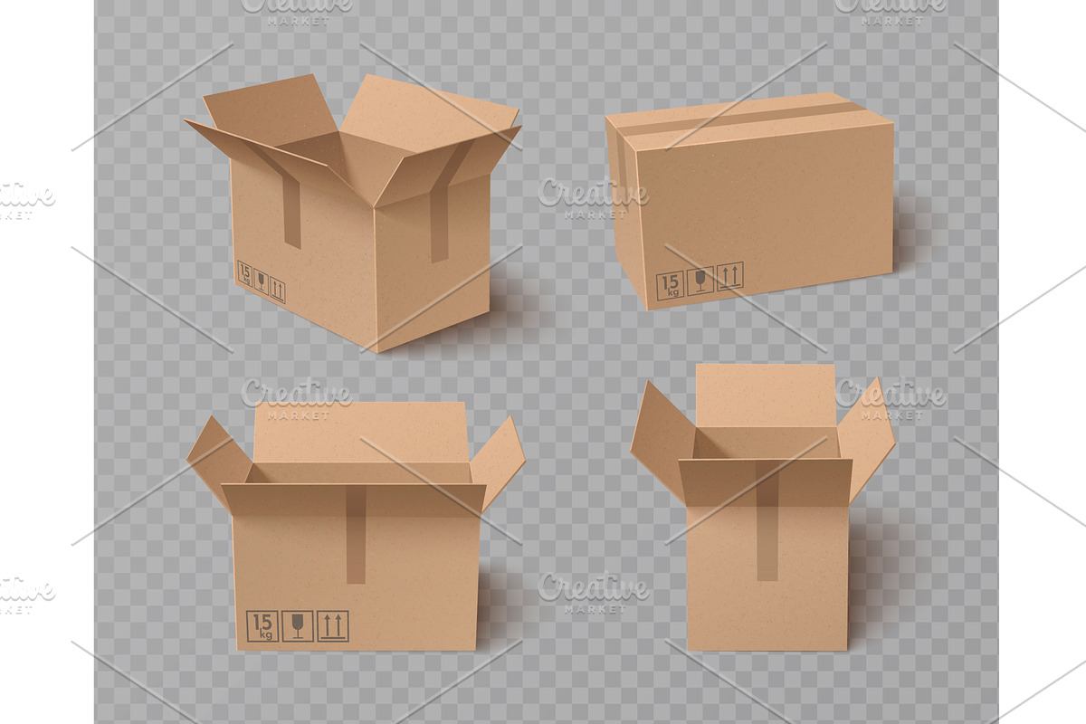 Cardboard box collection with open, an Object Illustration by art PVP - market