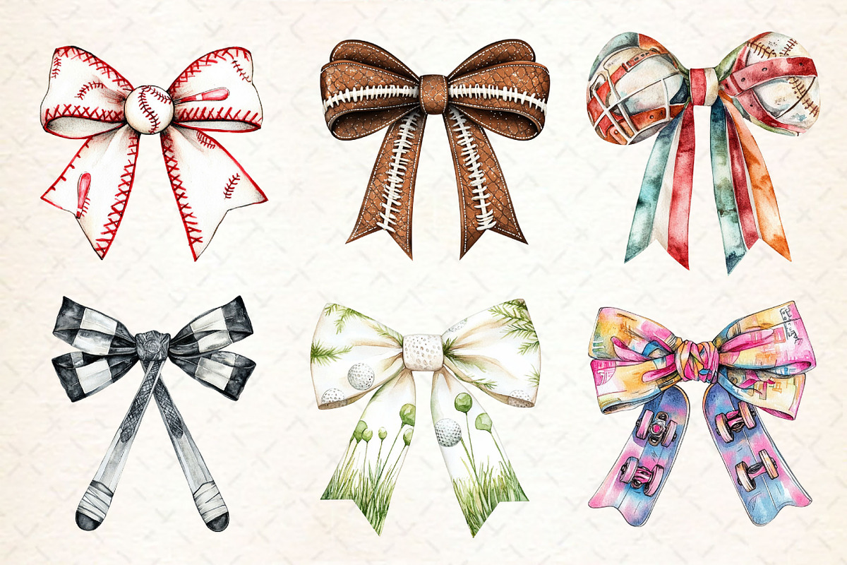 Sports Bow Sublimation Clipart, a Work Illustration by Dream Creation (Photo 2 of 5)