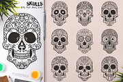 100 Decorative Vector Skulls, a Decorative Illustration by pixaroma (Thumbnail 8 of 37)
