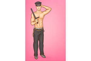 Stripper In Policeman Costume Pop