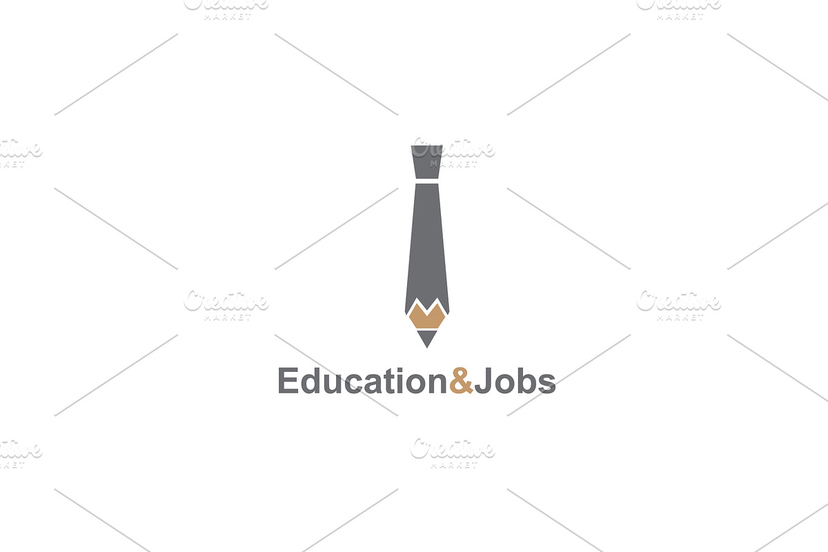 Tie and pencil logo symbolizing jobs, an Object Illustration by LogosDen