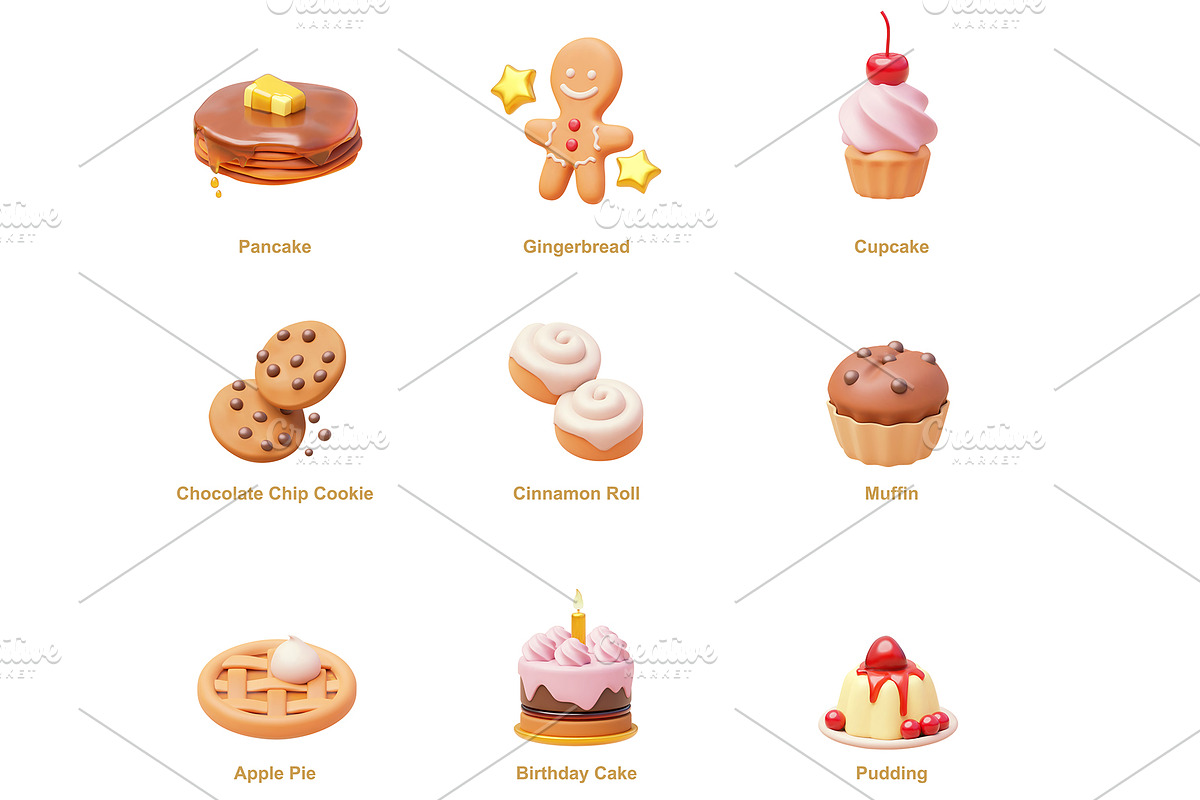 Vector bakery products icon set, a Food Illustration by tele52 (Photo 2 of 5)