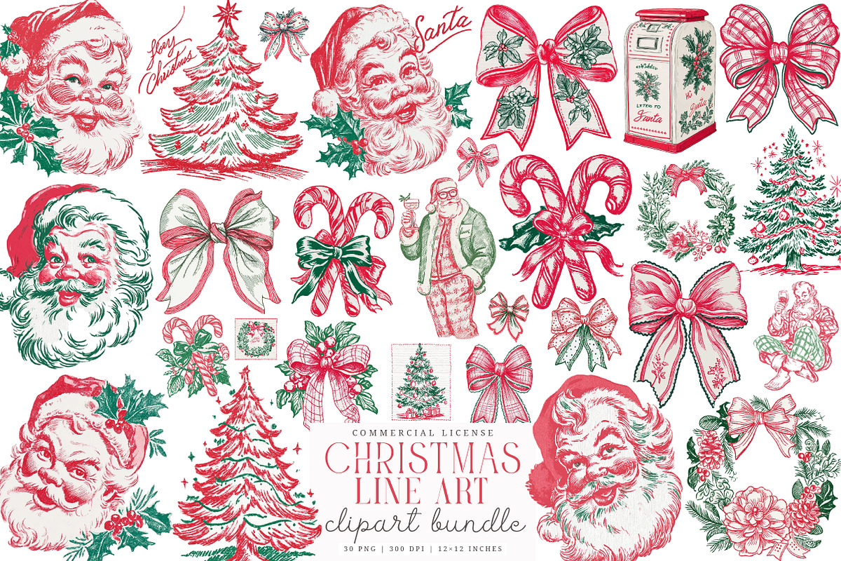Christmas Line Art Png Bundle, an Illustration by SinaCreation (Photo 1 of 7)