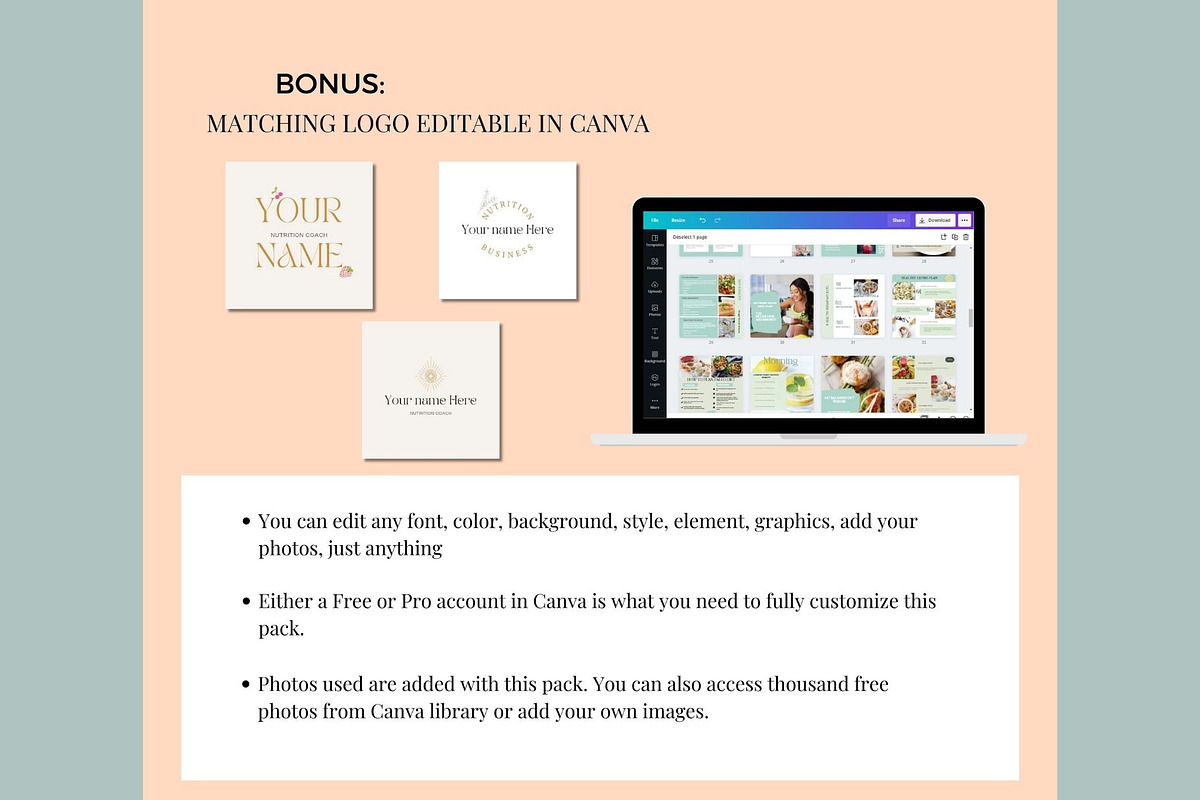 Nutrition Coach Course Creator Canva, a Social Media Template by Deepa Template Studio (Photo 15 of 48)
