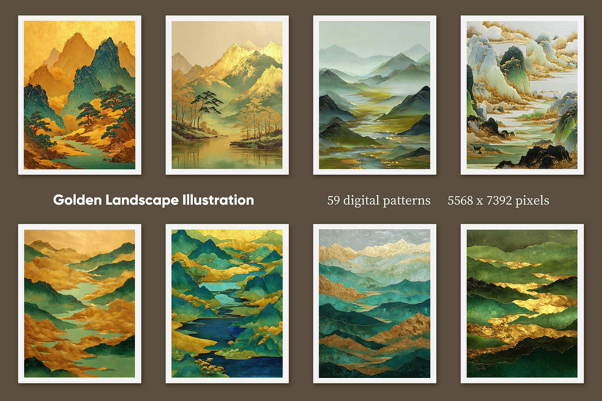 Golden Landscape Illustration, a Decorative Illustration by Housui Patterns (Photo 4 of 10)