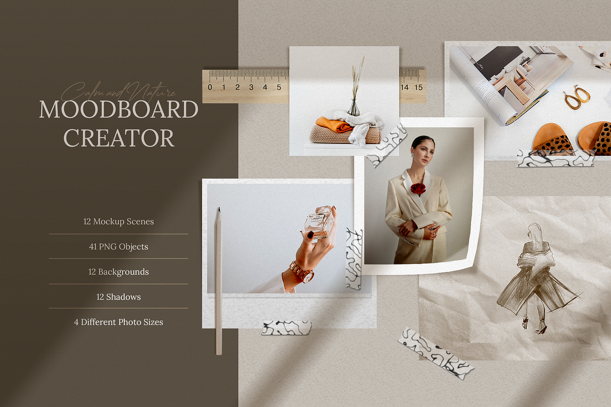 Calma Aesthetic Moodboard Creator, a Books & Magazine Mockup by Designspace (Photo 1 of 11)