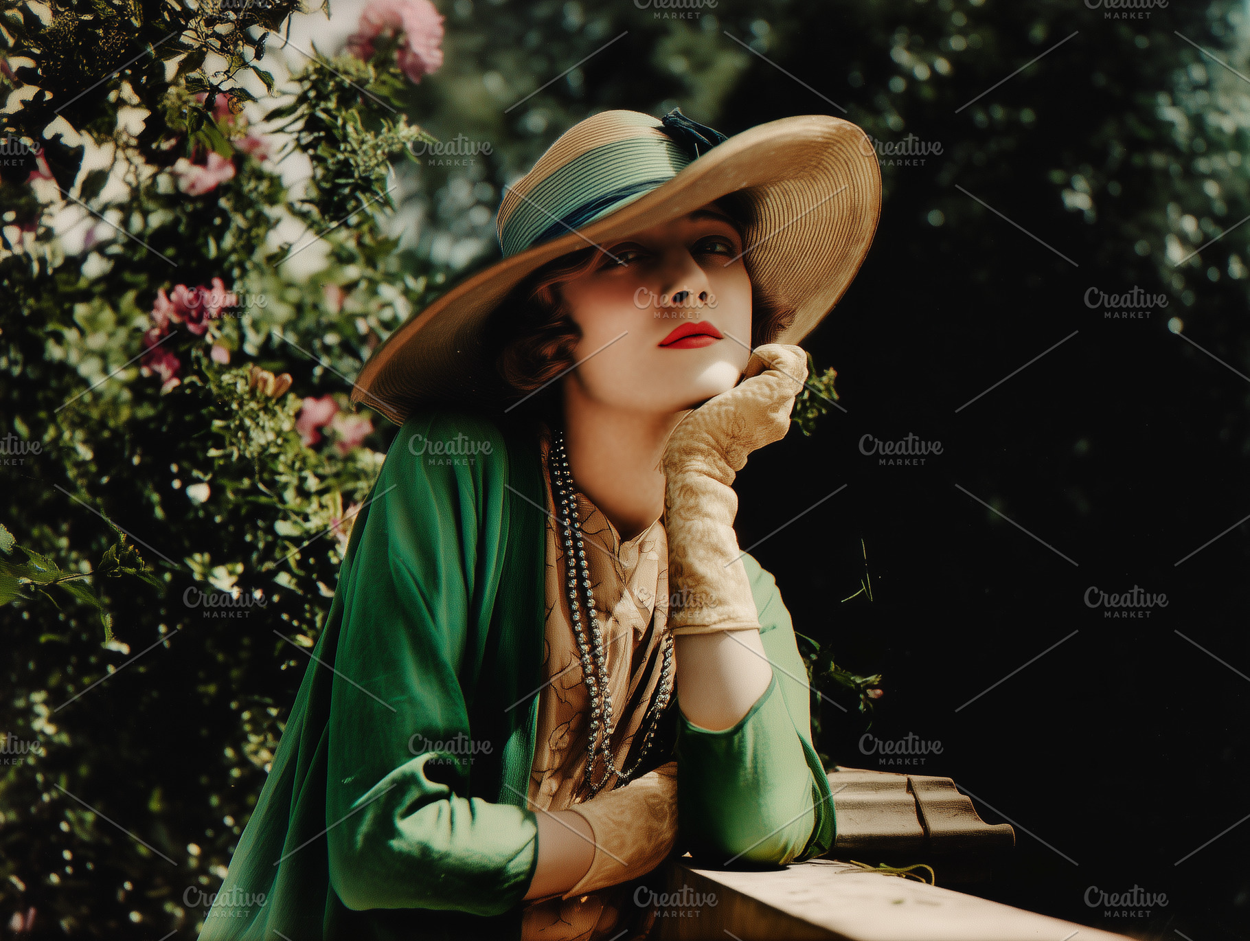 Beautiful Woman Vintage Green Style, a Person Photo by k.tay