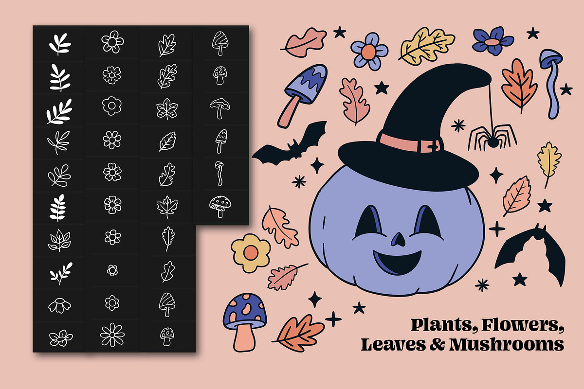 Retro Groovy Halloween Pack, a Brush Add-On by Pencil Twist (Photo 2 of 10)