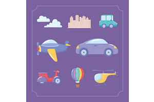 transport variety cartoon, a Transportation Illustration by studiogstock
