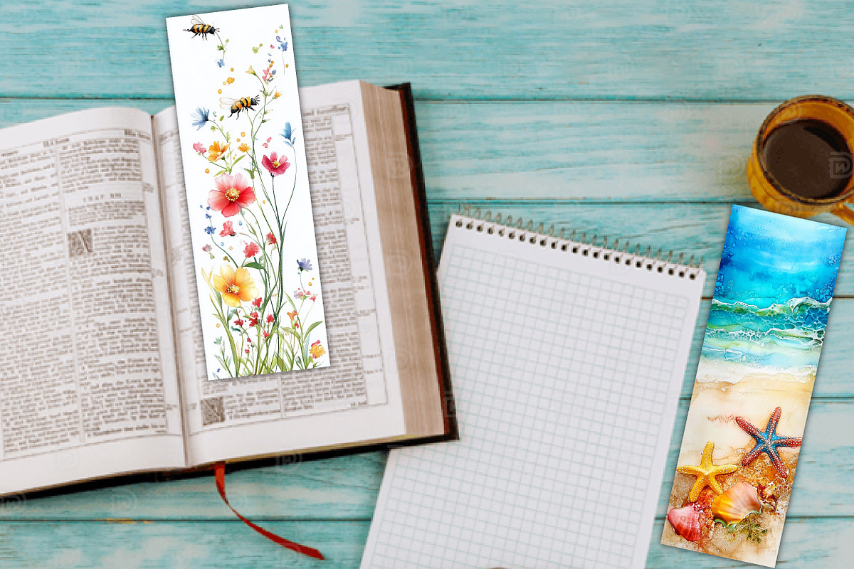 Beach Alcohol Ink Painting Bookmark, an Illustration by Watercolor design (Photo 2 of 4)
