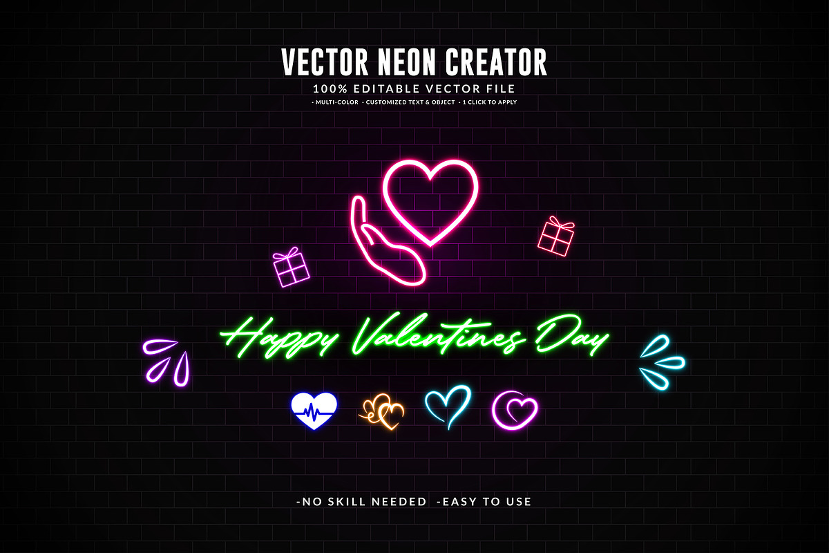 Editable Vector Neon Creator Effect, a Decorative Illustration by Photoshop Action (Photo 4 of 11)
