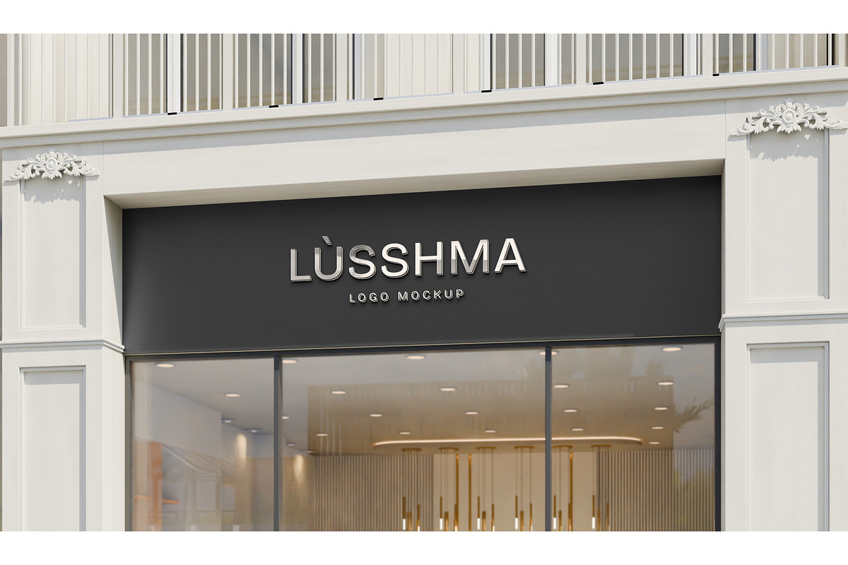 Sign & storefront logo mockup, an Advertising Mockup by Mockthethics. (Photo 2 of 12)