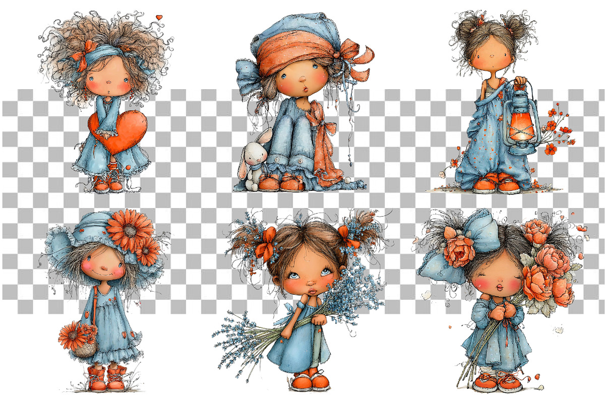 Whimsical Little Girl Clipart PNG, a Seasonal Illustration by Daily.Designs (Photo 3 of 3)