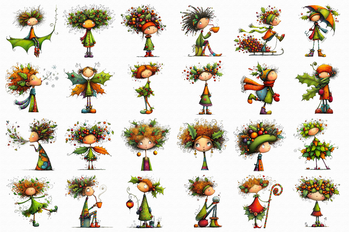 Quirky Holly Girl Clipart, an Illustration by Libby Wishes (Photo 3 of 7)