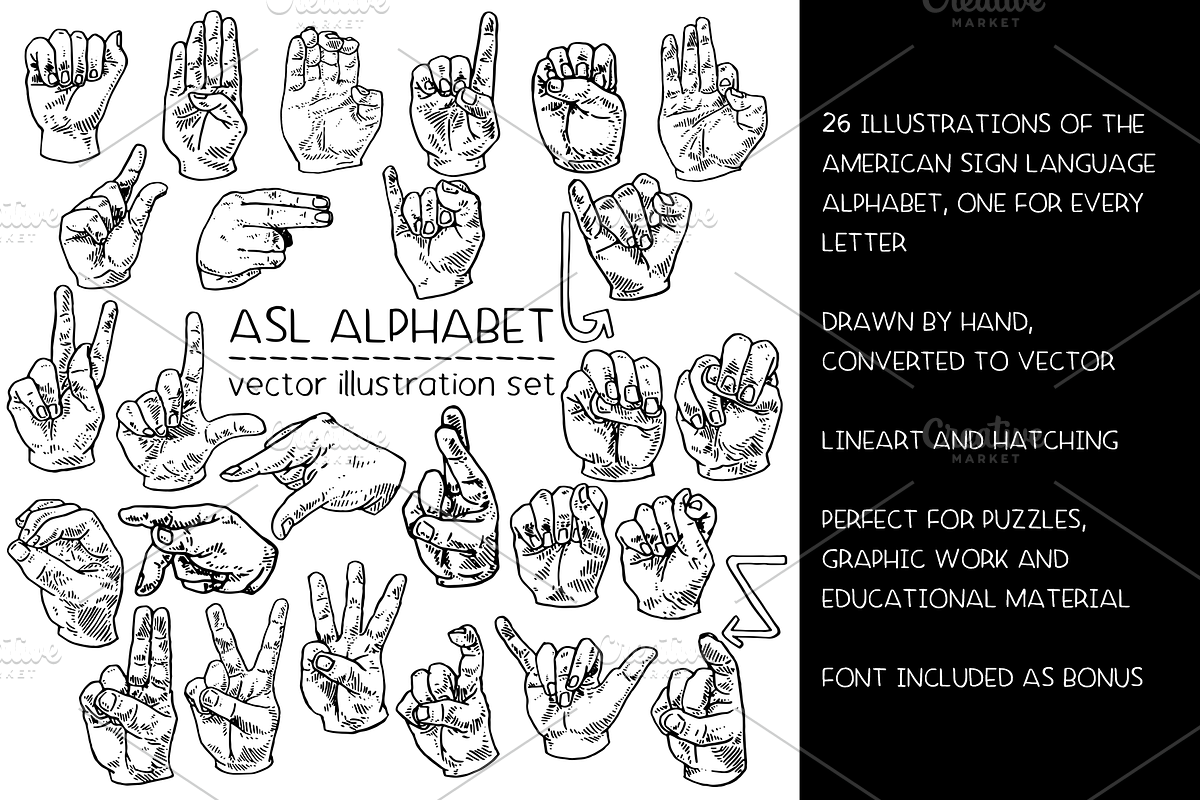 American Sign Language Alphabet, an Education Illustration by Renée from Studio neetje (Photo 2 of 4)
