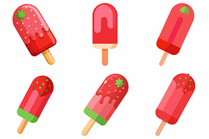 Delicious Strawberry Ice Popsicles, an Object Graphic by Billah Hub
