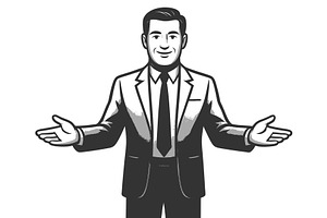 Welcoming Businessman with Open Arms, a Person Illustration by AlexArt