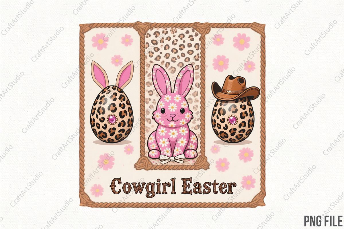 Cowgirl Easter Western Cow Print PNG, an Illustration by CraftArtStudio (Photo 1 of 4)