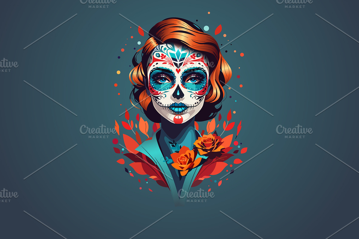 girl's face for the day of the dead, a Person Illustration by fet