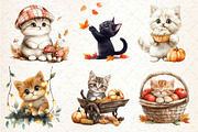 Watercolor Autumn Kitten Clipart, an Illustration by Dream Creation (Thumbnail 5 of 6)