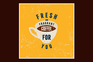 Coffee Typographic Vintage Poster.