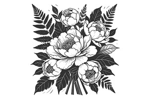 Peony Flower Bouquet Botanical, an Object Illustration by AlexArt