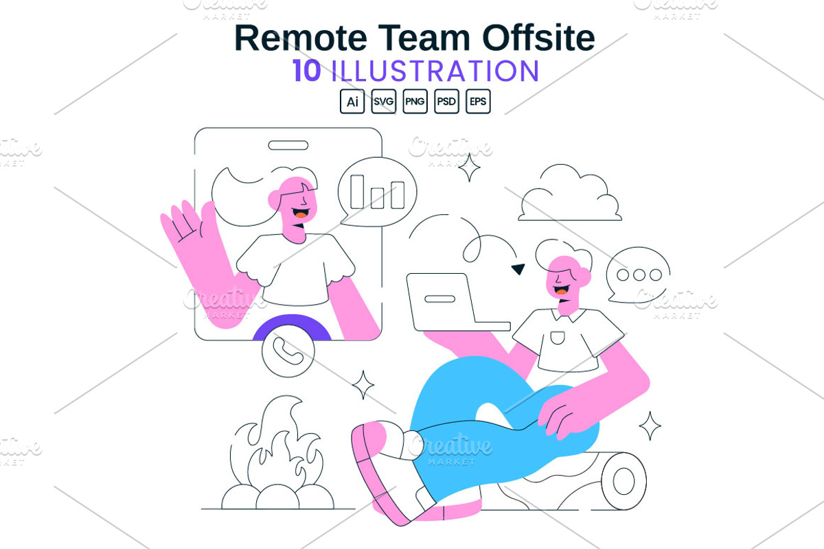 10 Remote Team Offsite Illustration, a Person Illustration by denayunebgt (Photo 1 of 4)