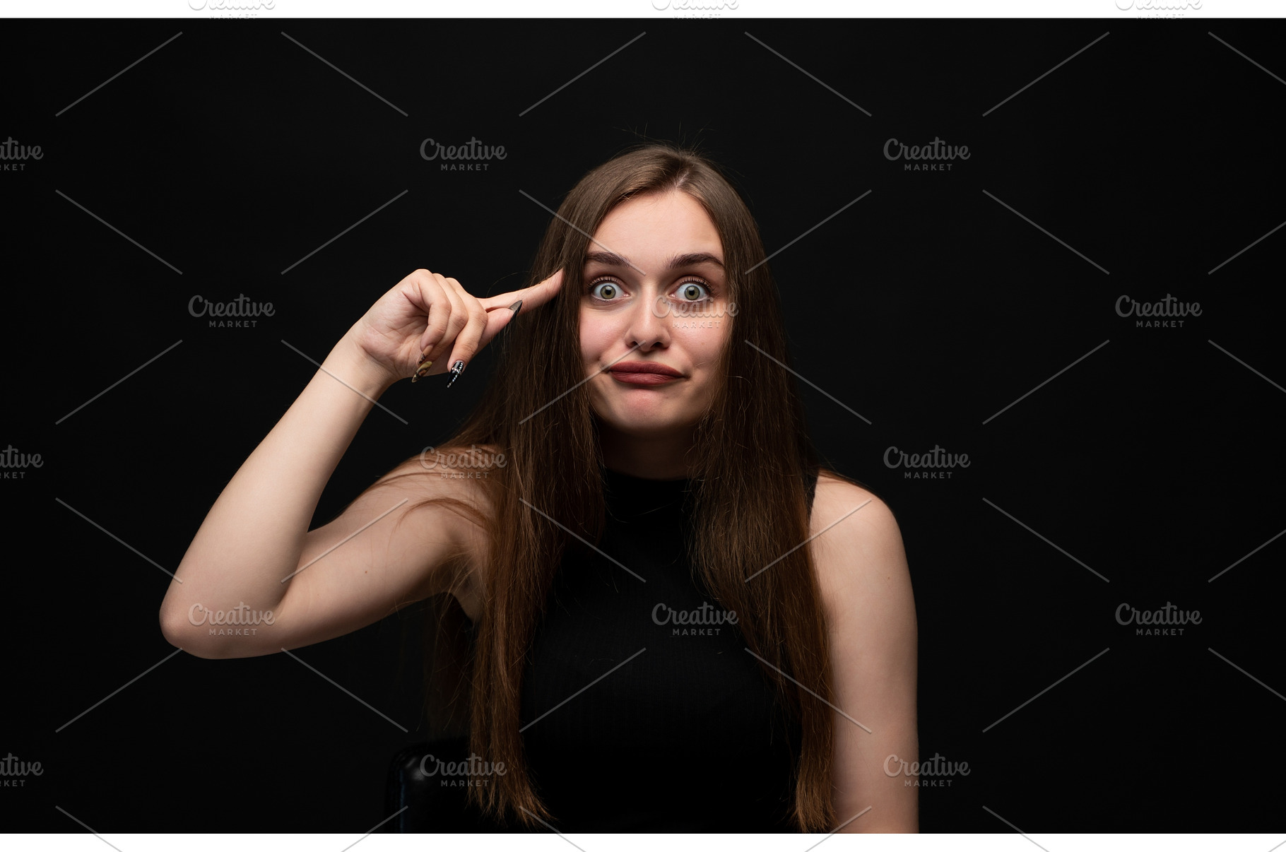 Woman making a thinking or small, a Person Photo by volodymyrshtun13795