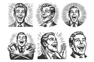 Excited and Cheerful Businessmen, a Person Illustration by AlexArt