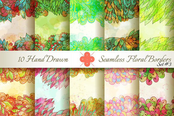10 Floral Seamless Borders. Set3
