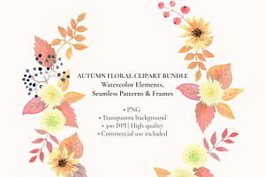 Autumn Watercolor Clipart & Patterns